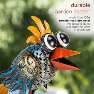 Quirky Metal Wide-Eyed Blue Bird Décor