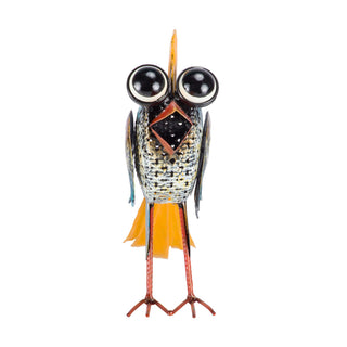 Quirky Metal Wide-Eyed Blue Bird Décor