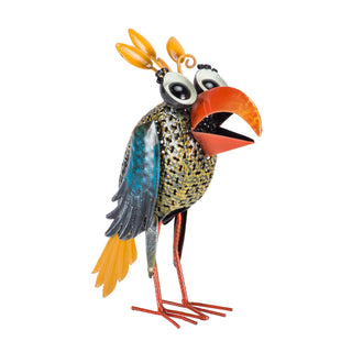 Quirky Metal Wide-Eyed Yellow Chest Bird Décor