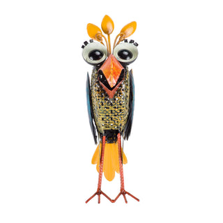 Quirky Metal Wide-Eyed Yellow Chest Bird Décor