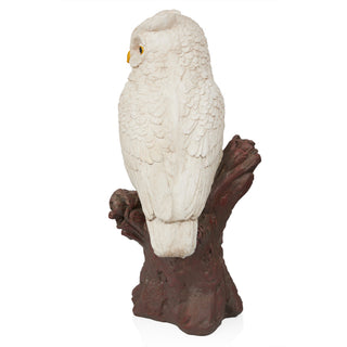 White Owl on Tree Trunk Statuary