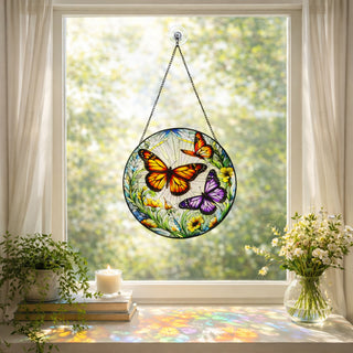 Glass Butterfly Hanging Decor