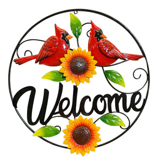 Metal Cardinal and Sunflower Wall Decor