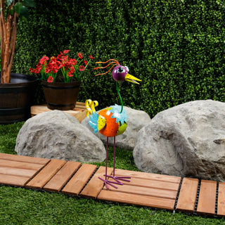Quirky Metal Rainbow Bird Décor