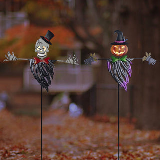 Solar Skeleton & Pumpkin Scarecrow Stake w/LED