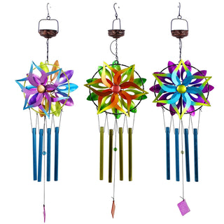 Solar Kinetic Wind Chime w/ Metal Stand