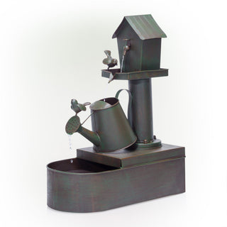 Birdhouse Watering Can Floor Fountain