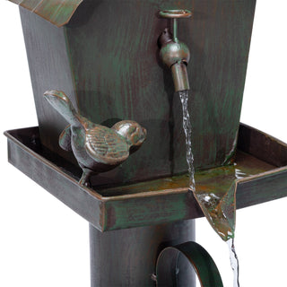 Birdhouse Watering Can Floor Fountain