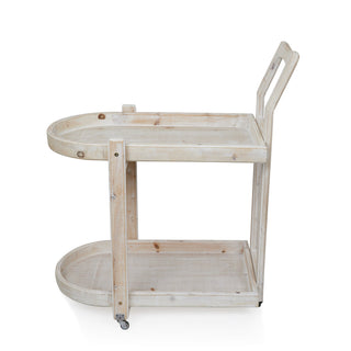 Wooden 2-Tier Push Cart Storage with Wheels