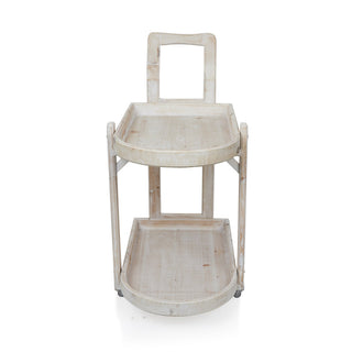 Wooden 2-Tier Push Cart Storage with Wheels