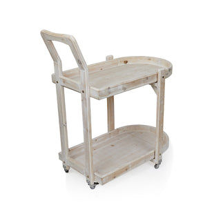Wooden 2-Tier Push Cart Storage with Wheels