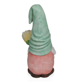 Gnome with Turquoise Hat Holding Sunflower Decor
