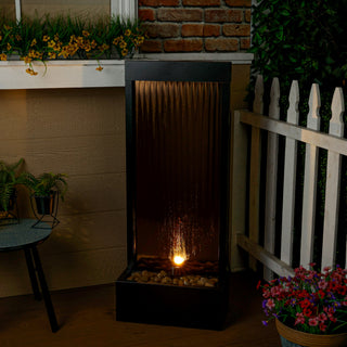 Bronze Mirror Fountain w/Decorative Stones & LED Light