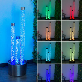 3-Tiered Silver Base Bubble Fountain w/16 Lighting Functions