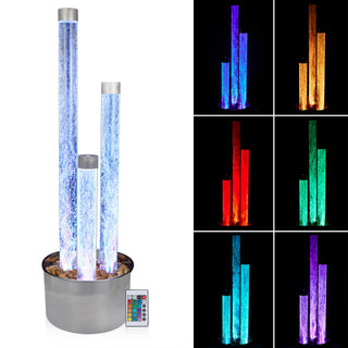 3-Tiered Silver Base Bubble Fountain w/16 Lighting Functions