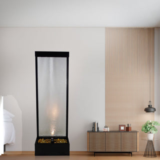 Black-Framed Waterfall Fountain with LED Light - Large w 30LM