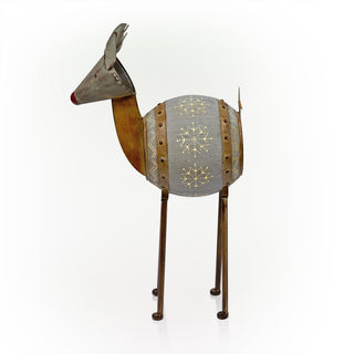 Weathered Barrel Reindeer Décor with Warm White LED Lights