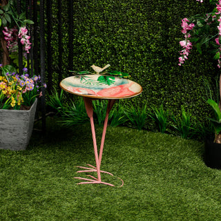 Metal Flamingo Birdbath with Stylish Flamingo Leg Stand