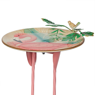 Metal Flamingo Birdbath with Stylish Flamingo Leg Stand