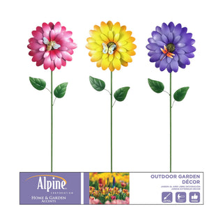 Metal Flower with Insect Garden Stake