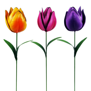 Colorful Tulip Metal Garden Stakes