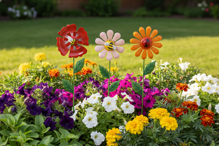 Metal Flower Garden Stake with Insect