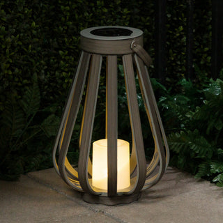 Solar Gray Decorative Lantern with Warm White LED