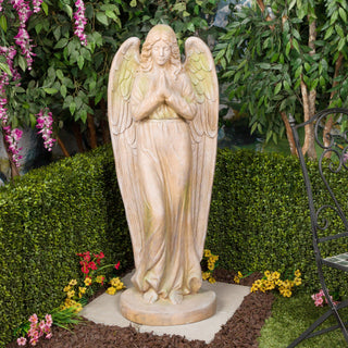 Old World Praying Angel Statue with Mossy Finish