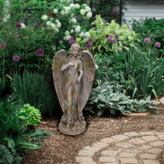 Old World Angel Statue with Mossy Finish