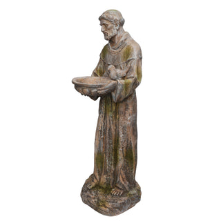 Old World St. Francis Statue w/Bird Feeder with Mossy Finish