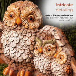 Owl Mom Wing Protecting Two Baby Owletts Statuary