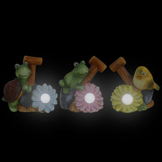 Solar Turtle, Frog & Bird with Tool Decor