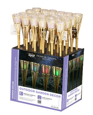 Citronella Bamboo Torch w/Heat Activated Color Change LED