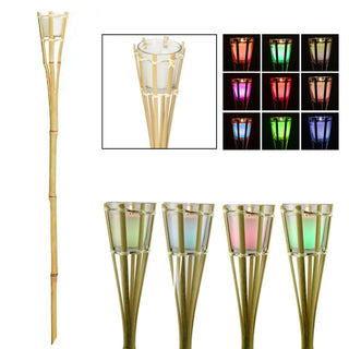 Citronella Bamboo Torch w/Heat Activated Color Change LED