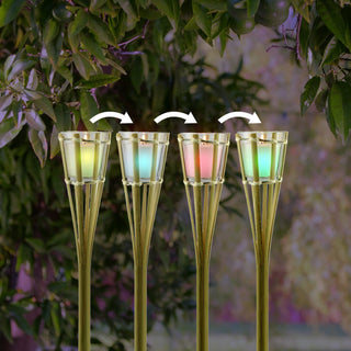 Citronella Bamboo Torch w/Heat Activated Color Change LED