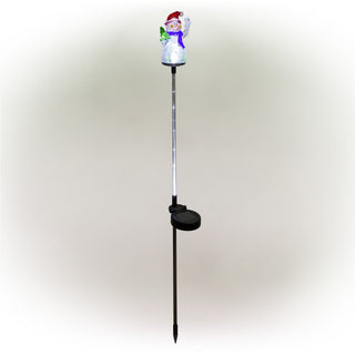 Solar Snowman Garden Stake w/ Fiber Optic Lights