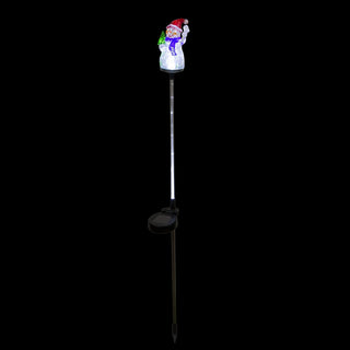 Solar Snowman Garden Stake w/ Fiber Optic Lights