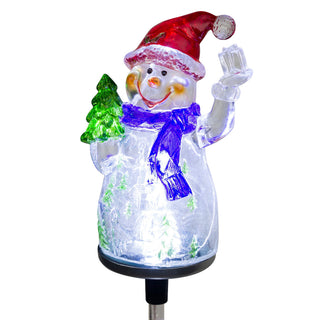 Solar Snowman Garden Stake w/ Fiber Optic Lights
