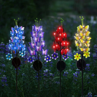 Solar Insect Bouquet Garden Stake with LEDs - Display of 8