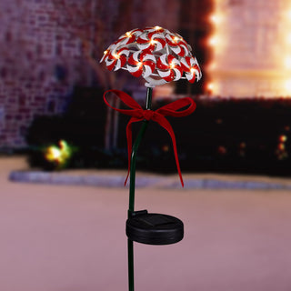 Solar Peppermint Candy Stake with LED Lights