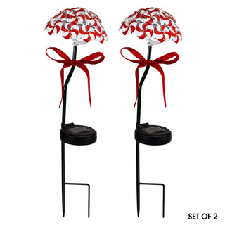 Solar Peppermint Candy Stake with LED Lights