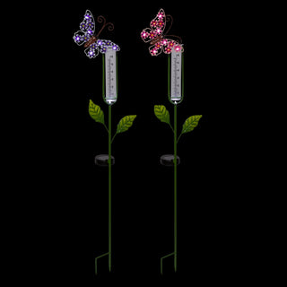 Solar Butterfly Rain Gauge Stake w/ LED
