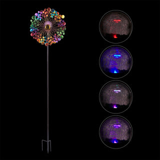 Solar Ecliptic Wind Spinner Stake with Color Changing LEDs