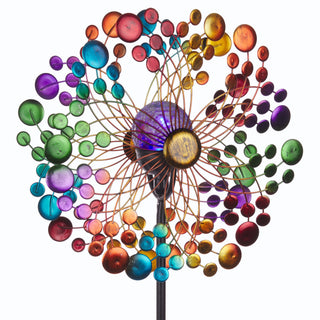 Solar Ecliptic Wind Spinner Stake with Color Changing LEDs