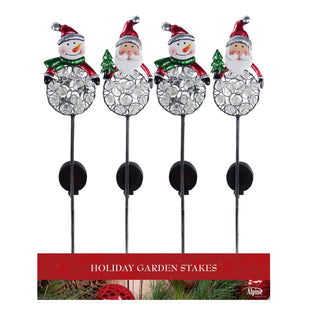 Solar Jewel Snowman & Santa Garden Stake