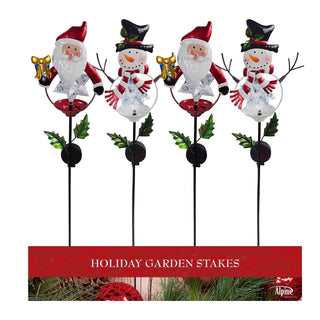 Solar Santa, Snowman Stake w/Color Changing LED