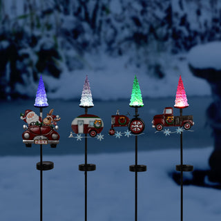 Solar Holiday Vehicle Stake w/Color Changing Tree