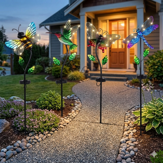 Solar Metal Dragonfly/Butterfly/Hummingbird/Bee Stake w/ LED