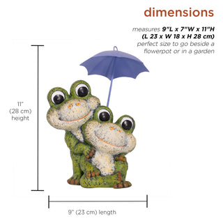 Frog Duo with Purple Umbrella Statue