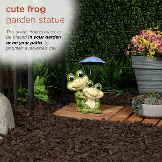 Frog Duo with Purple Umbrella Statue